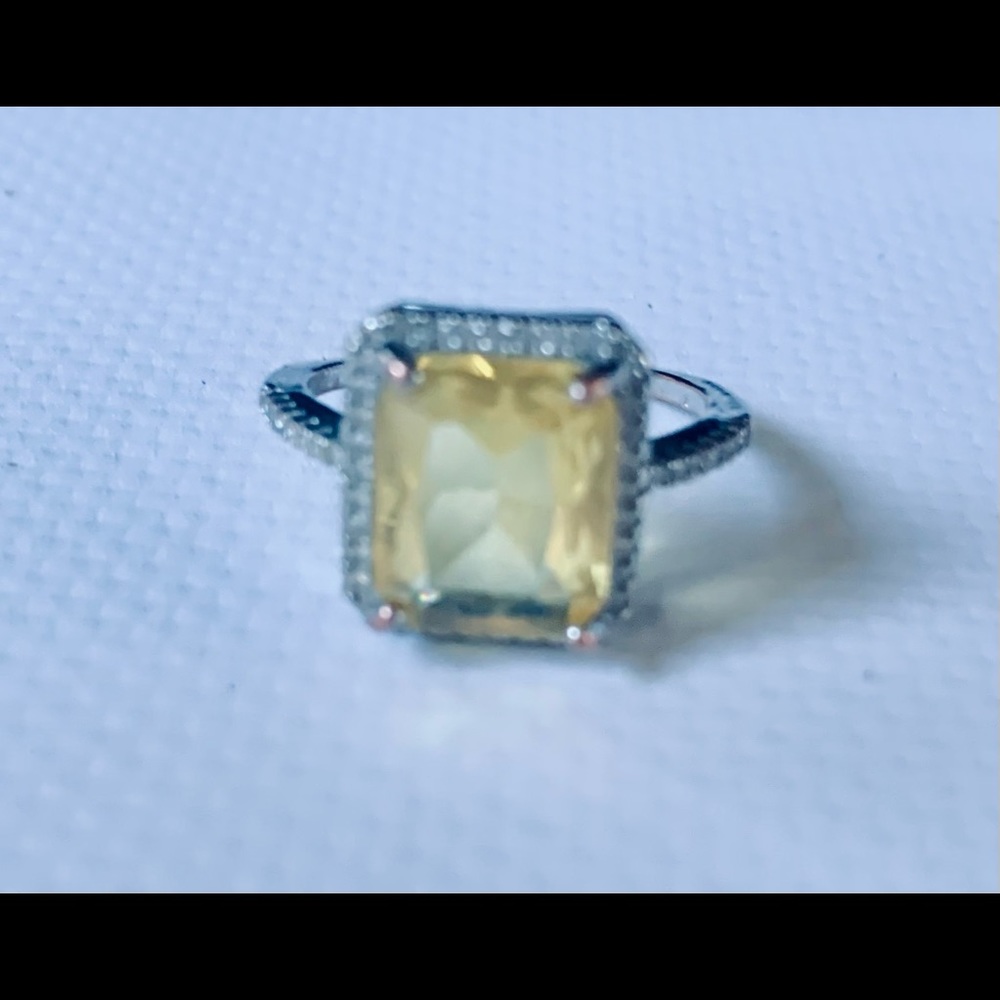 Silver Canary Yellow Cubic Zirconia Ring